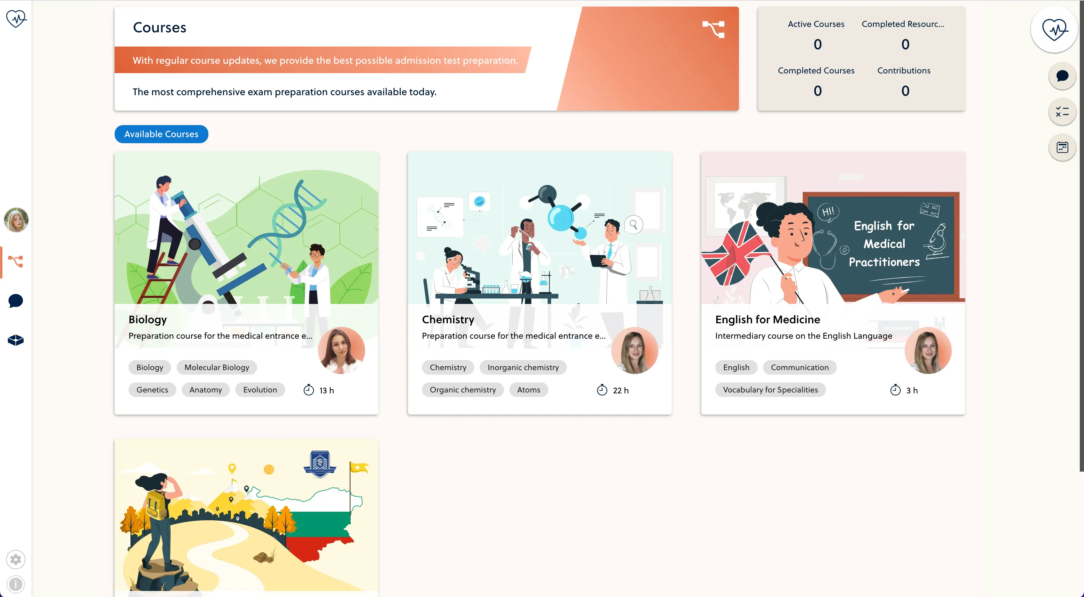 Screenshot of the Medimentor online learning platform preparing you for the entry test | entrance exam to Hungarian medical university
